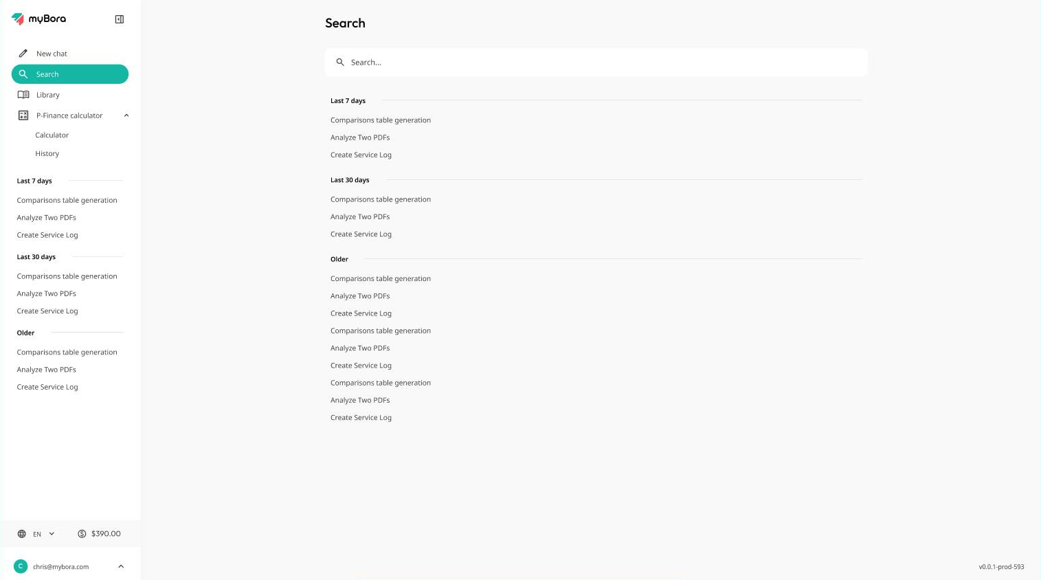 myBora &mdash; Library / Search